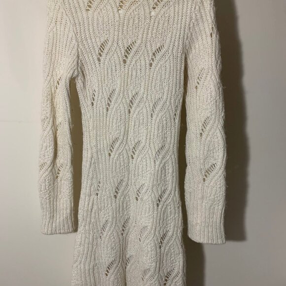 Bebe Tunic Sweater - Off White with Gold Sparkle - Women's S - Picture 3 of 3